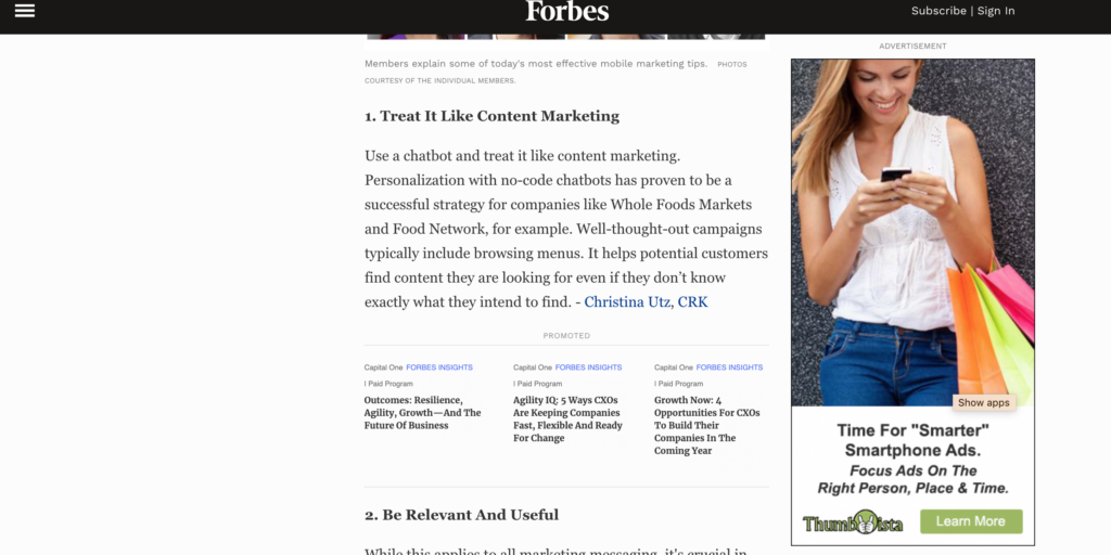 Example of Contextual targeting